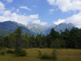 湿原から望む穂高連峰