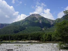 砂礫の原から焼岳を望む